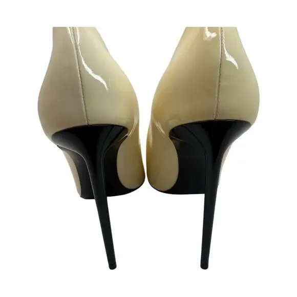 Saint Laurent Teddy 105 Patent Leather Stiletto Heel Pumps Shoes Size 39